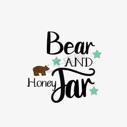 svg熊和蜂蜜罐绿色五角星艺术字