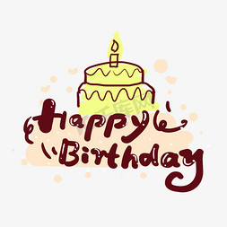 手写画happybirthday艺术字