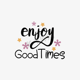 svg黑色享受美好的时光手绘花朵短语