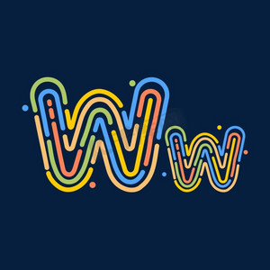 创意卡通线条字母ww