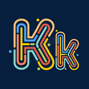 创意卡通线条字母kk