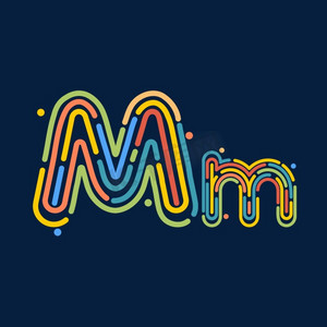 创意卡通线条字母mm