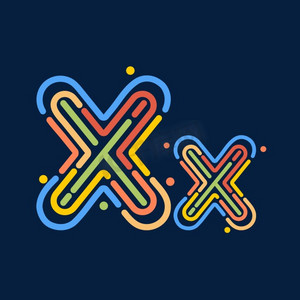 创意卡通线条字母xx