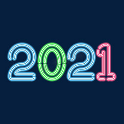 新年2021新年免抠艺术字图片_新年2021年牛年霓虹灯字