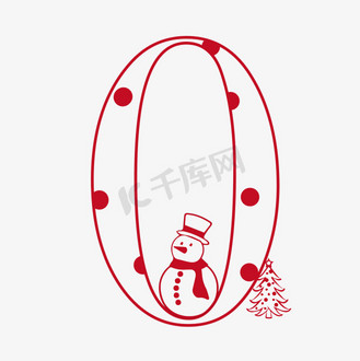 卡通可爱剪纸圣诞节数字0