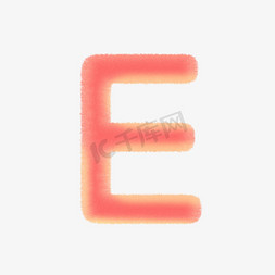 字母E免抠艺术字图片_卡通红色绒毛字母E