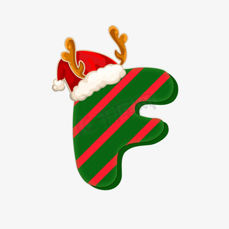 圣诞卡通英文字母f艺术字