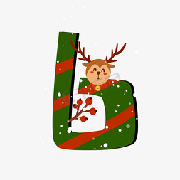 麋鹿绿色免抠艺术字图片_卡通可爱小麋鹿圣诞节数字6