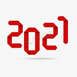 折纸红色喜庆新年2021牛年过年跨年简约艺术字
