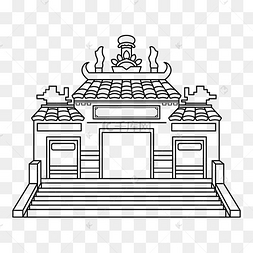 澳门建筑旅游地标景点妈祖庙线描