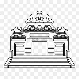 澳门建筑旅游地标景点妈祖庙线描