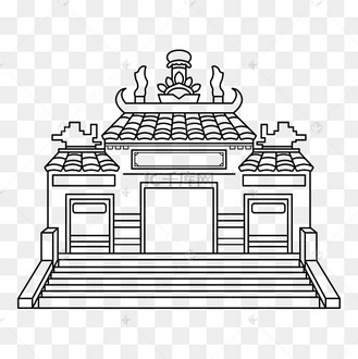 澳门建筑旅游地标景点妈祖庙线描