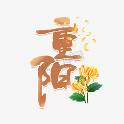 满地菊花免抠艺术字图片_重阳描边艺术字