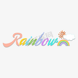 Rainbow彩虹彩色卡通字