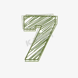 数字7创意涂鸦线条艺术字设计