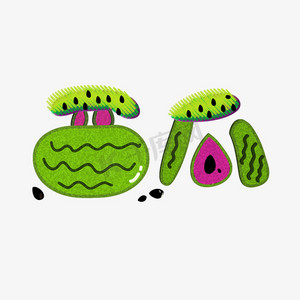 西瓜雕刻ps艺术字体-西瓜雕刻ps字体设计效果-千库网