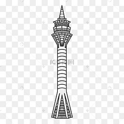 澳门建筑旅游地标景点观光塔线描