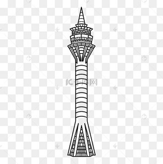 澳门建筑旅游地标景点观光塔线描