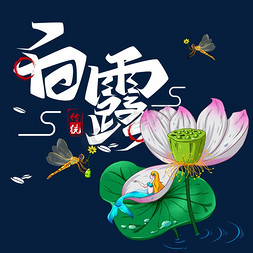 荷叶蜻蜓免抠艺术字图片_二十四节气白露