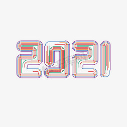 2021蓝色免抠艺术字图片_简约线条2021