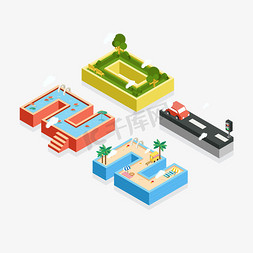 泳池的顶视图免抠艺术字图片_2021牛年2.5D字