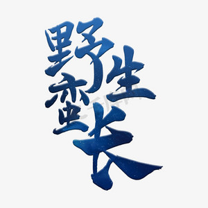 综艺选秀主题词野蛮生长蓝色书法艺术字