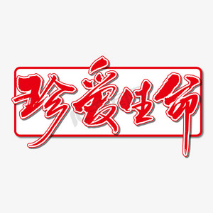 珍爱生命艺术书法字