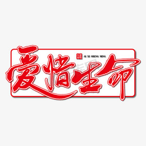 爱惜生命艺术书法字