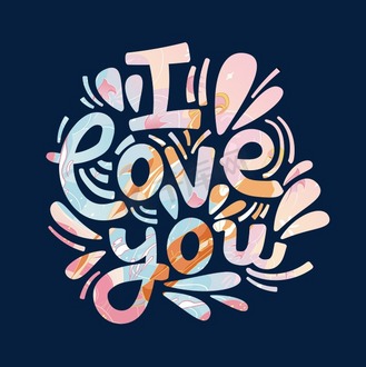 i love you 情人节手写英文字体设计