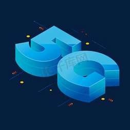 5G蓝色科技立体字体设计