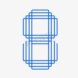 数字8科技免抠艺术字图片_蓝色线条质感数字8