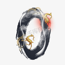 中国风水墨金鹿数字0