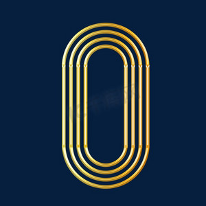 金色线条浮雕数字0