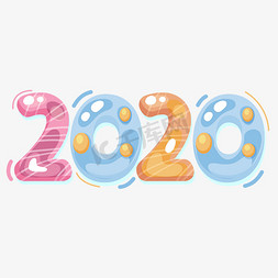 卡通鼠年2020免抠艺术字图片_2020鼠年新年数字卡通字体