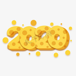 2020创意黄色奶酪立体可爱字体