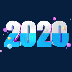 2020鼠年新年数字立体金属字体