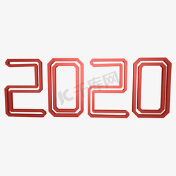 2020红色立体镂空字体