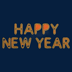 新年贺词免抠艺术字图片_新年贺词英文HAPPY NEW YEAR烫金风格海报类字体PNG素材