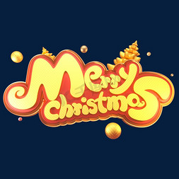 圣诞节素材圣诞英文Merry Christmas立体艺术字