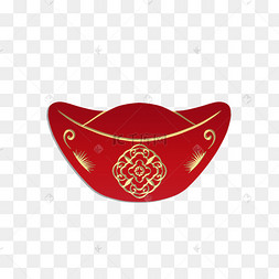 新年剪纸红色金元宝