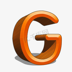化橘红个子免抠艺术字图片_卡通立体浮雕字母G