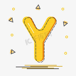 黄色可爱卡通免抠艺术字图片_创意卡通字母Y