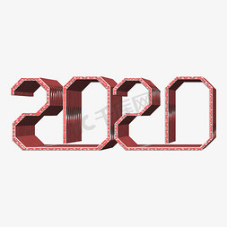 2020红色立体字