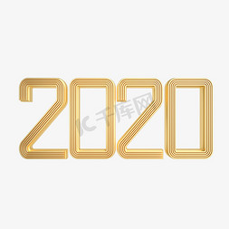 新年立体金属字免抠艺术字图片_大气金属质感2020立体艺术字