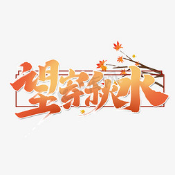望穿秋水创意中国风书法手绘字体设计秋天艺术字