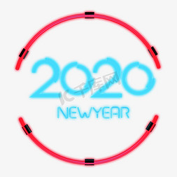 2020NEWYEAR创意字体设计鼠年节日2020年新年快乐霓虹灯