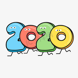 创意2020卡通新年数字设计
