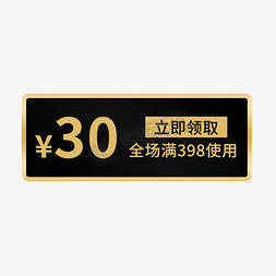 黑色标签免抠艺术字图片_30元优惠券黑金风电商标签