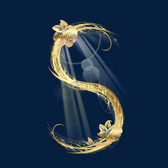 花纹字母w图片素材_金色花纹字母s
