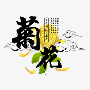 橘红色菊花ps艺术字体-橘红色菊花ps字体设计效果-千库网